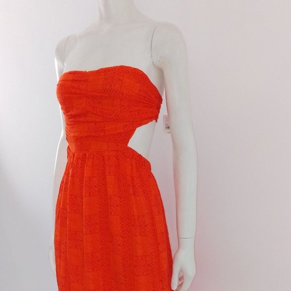 BNWT Free People (XS) Orange Summer Long Party Bandeau Cut-Out Maxi-Dress £98 - Picture 4 of 10